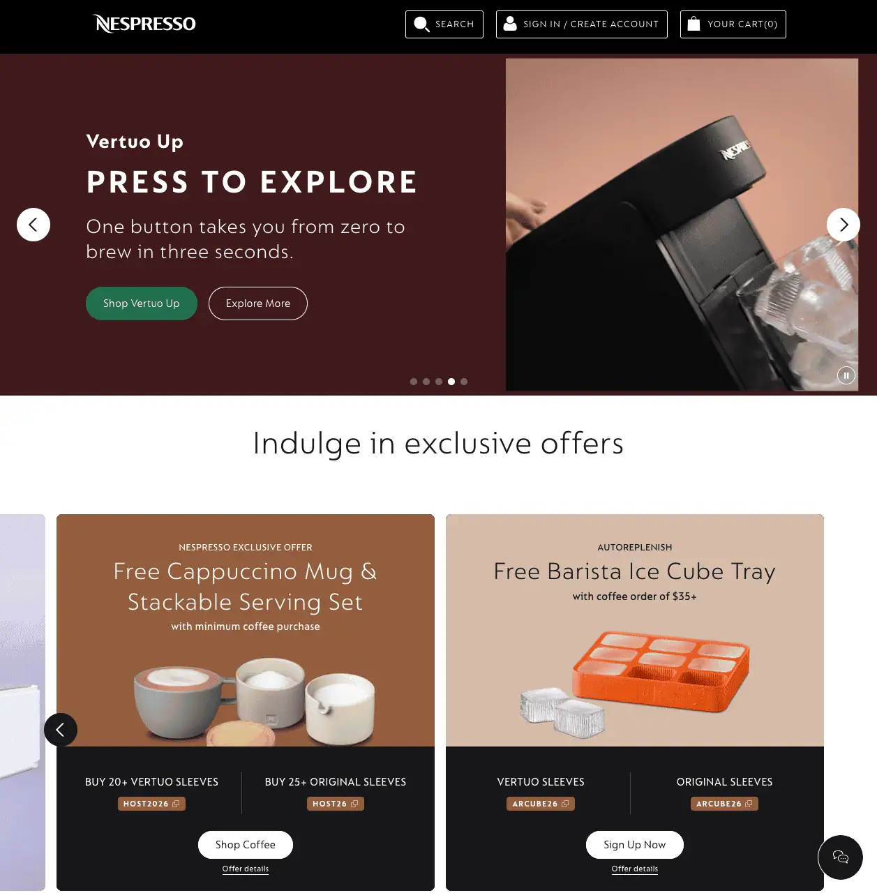 Nespresso Website