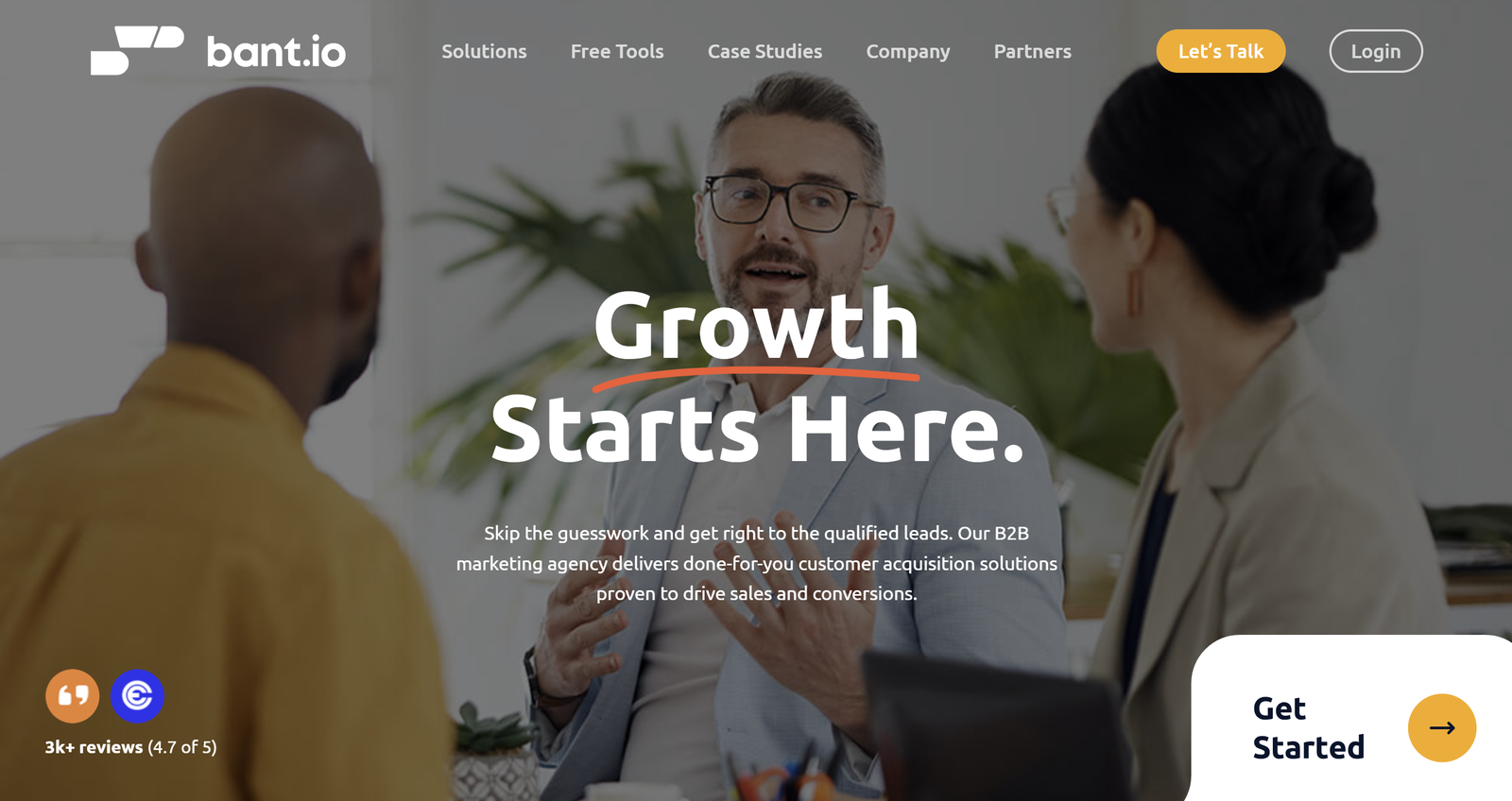 "Bant.io dashboard interface showing customizable white-label B2B lead generation analytics and multi-channel campaign performance metrics