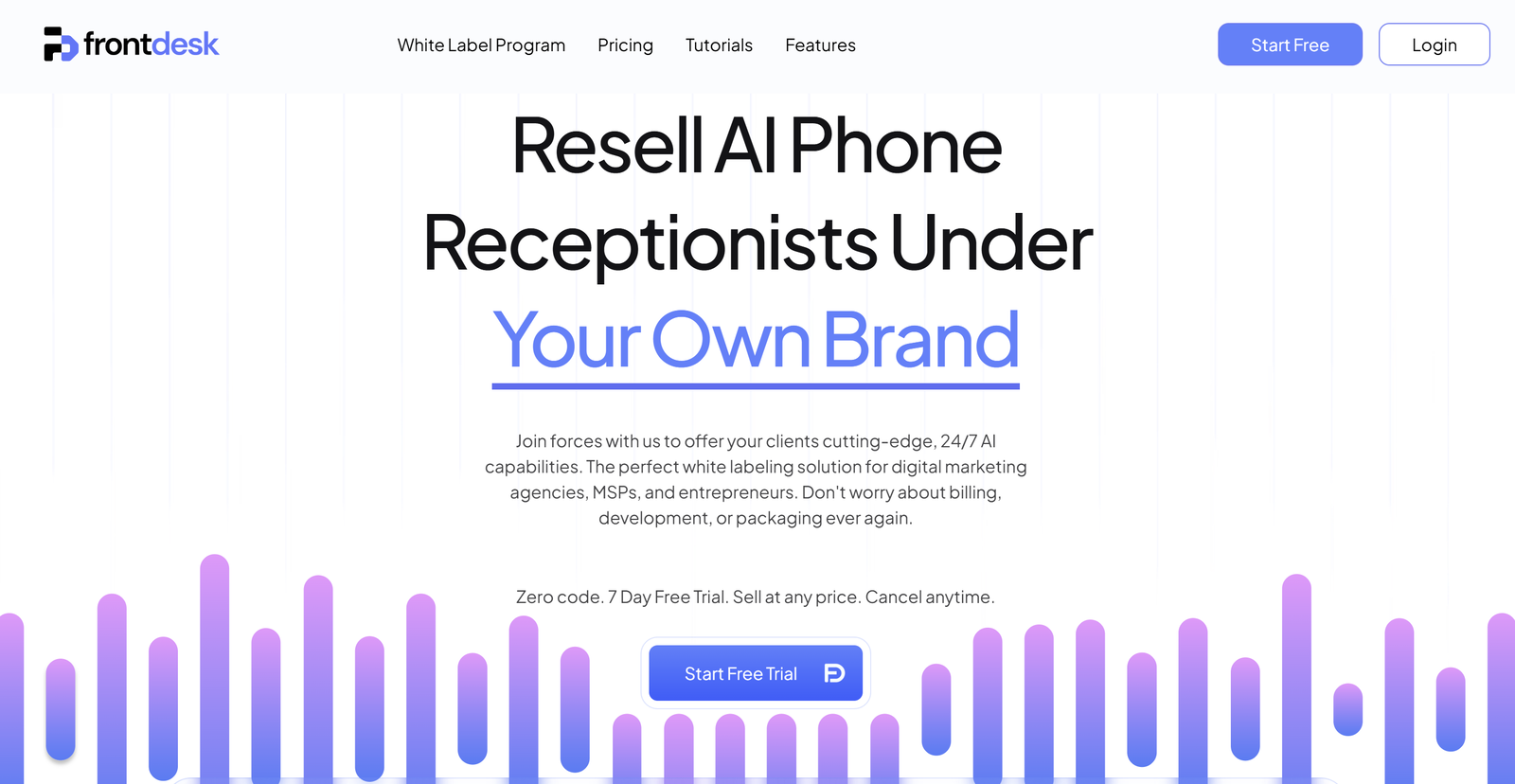 AI-powered virtual receptionist platform showcasing features like 24/7 call handling, appointment scheduling, and multilingual support for enhanced business communication.