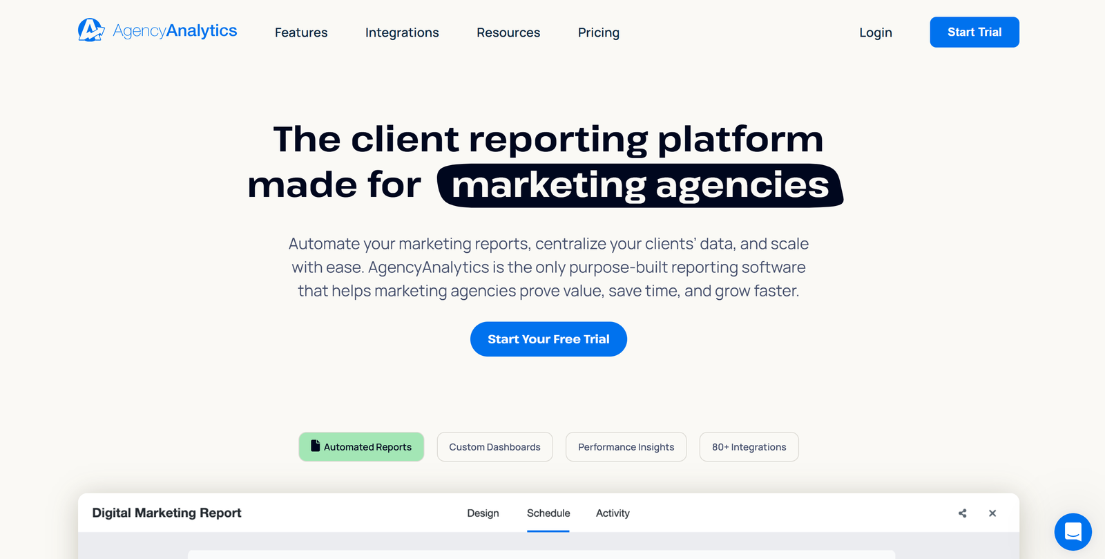 Professional marketing dashboard displaying real-time SEO, PPC, and social media analytics with white-label branding