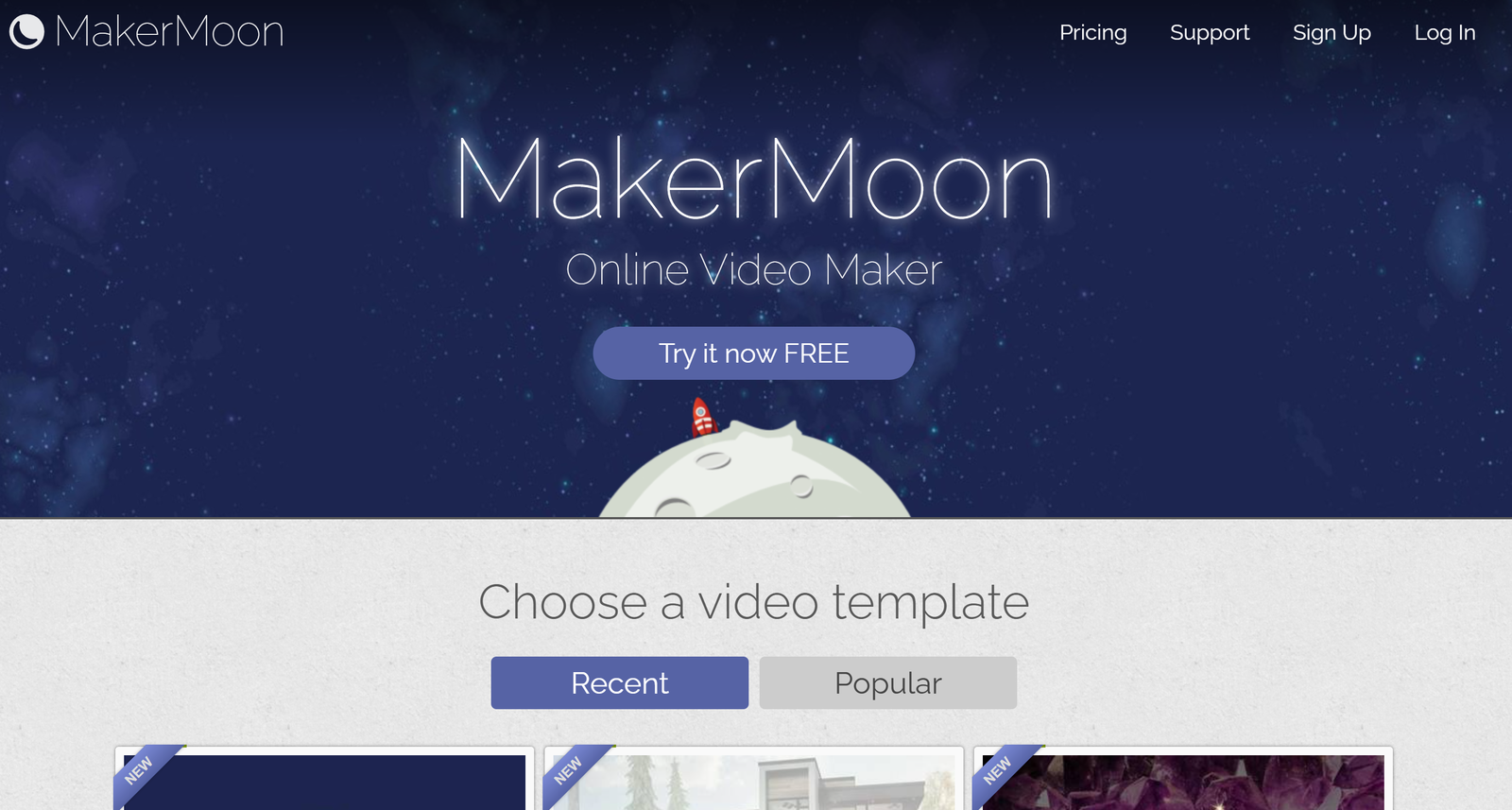 MakerMoon white-label video editor dashboard showing customizable templates and agency branding options