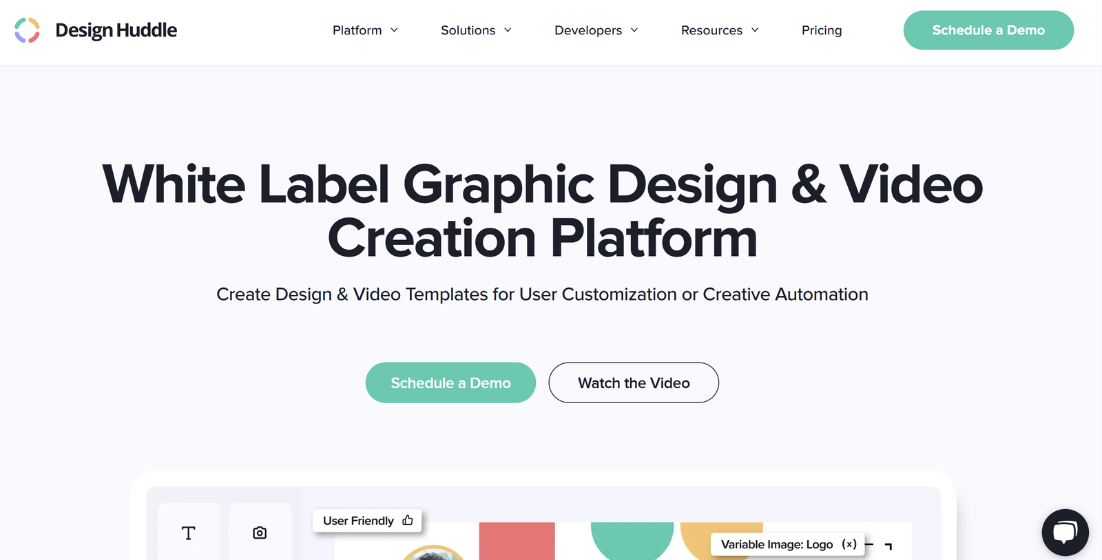Professional white-label design platform with customizable templates, video editing, and brand compliance tools.