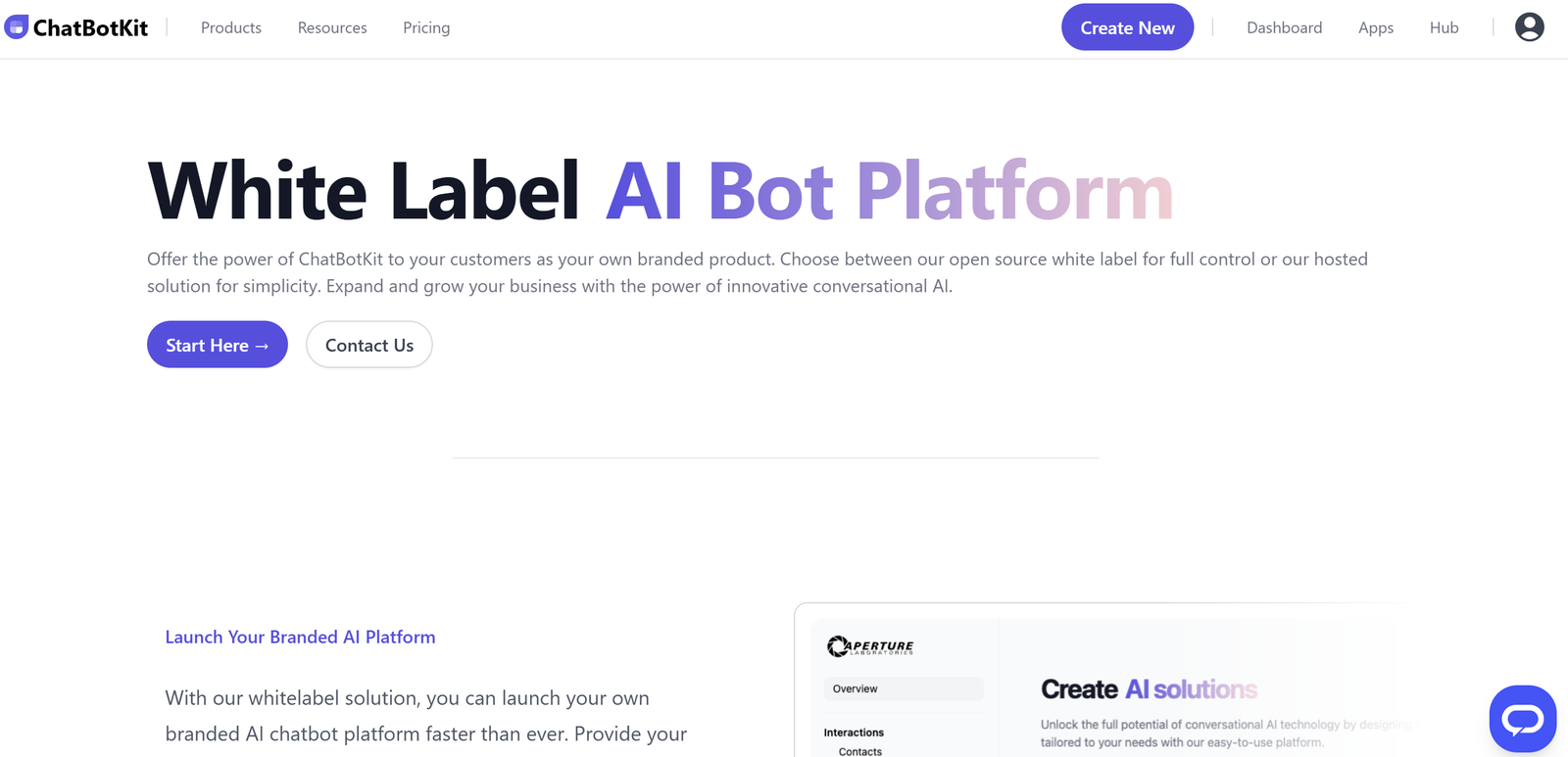AI chatbot builder platform with CRM integration, white-label branding, and multilingual support