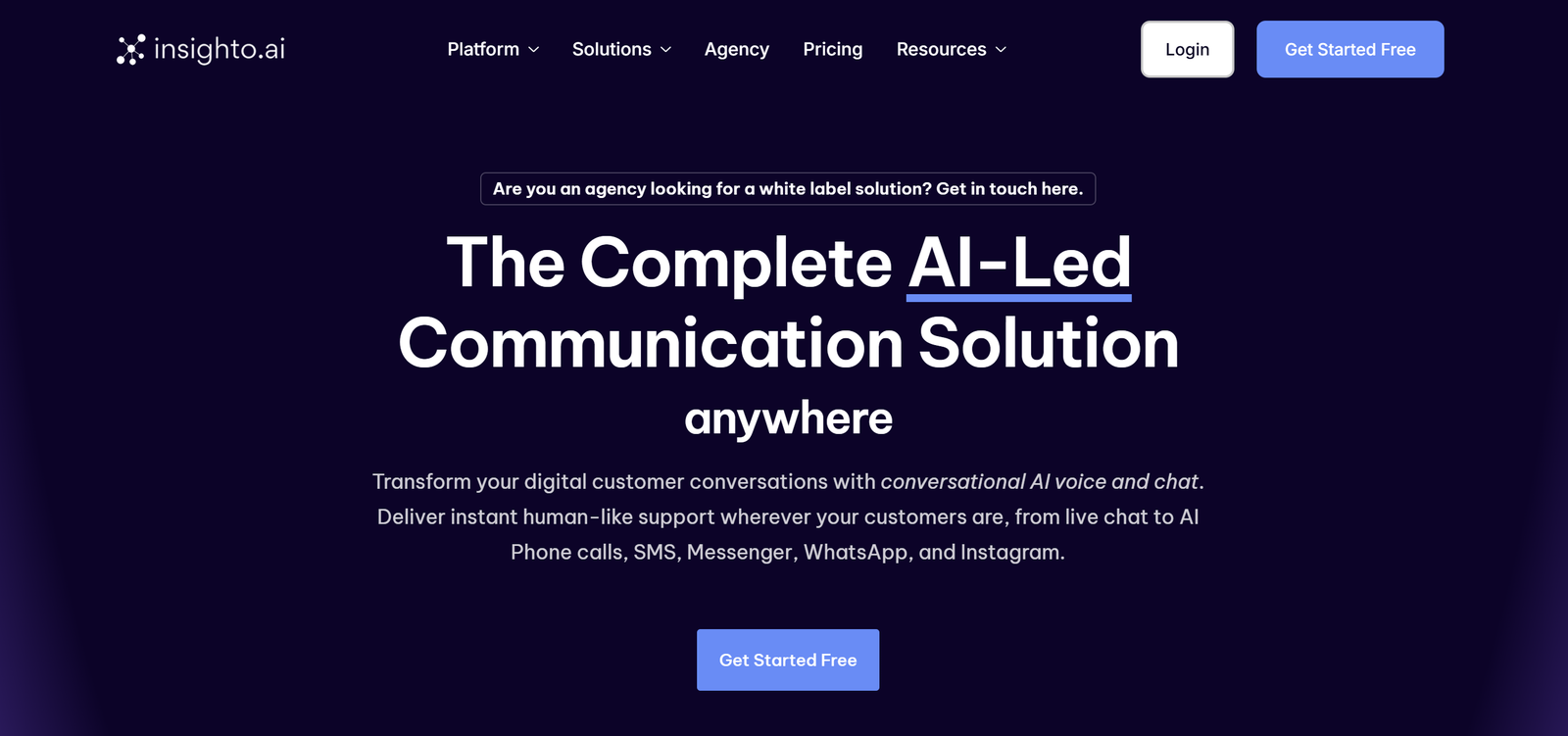 AI-powered chatbot platform with white-label customization, CRM integration, and multilingual support for global customer interactions.