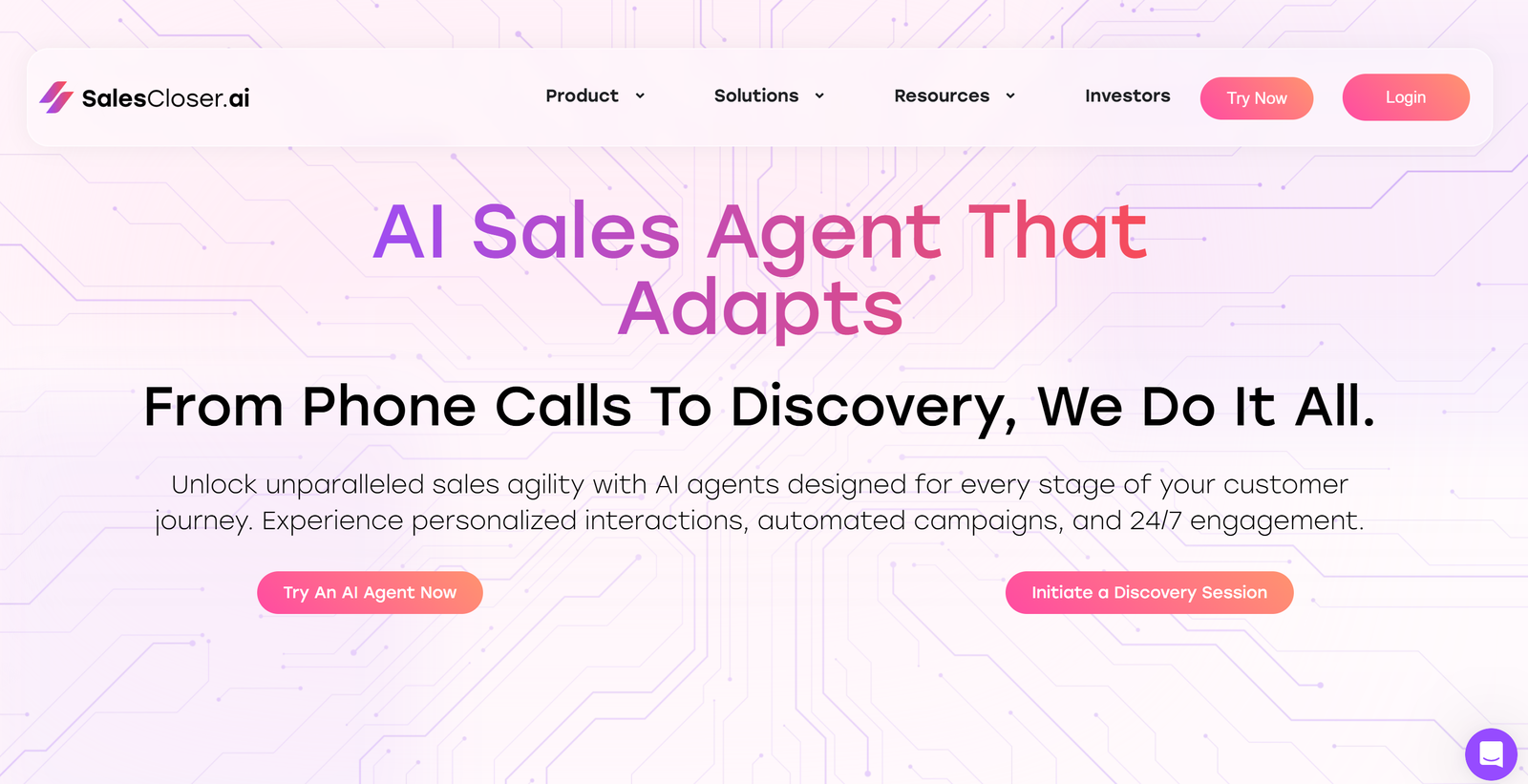 SalesCloser.ai dashboard interface showing AI sales agent management and white-label customization options