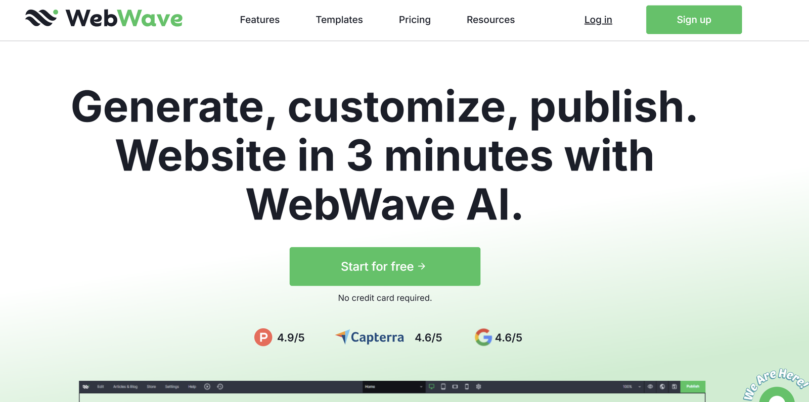 WebWave drag-and-drop website builder interface showing white-label design tools and responsive editing capabilities