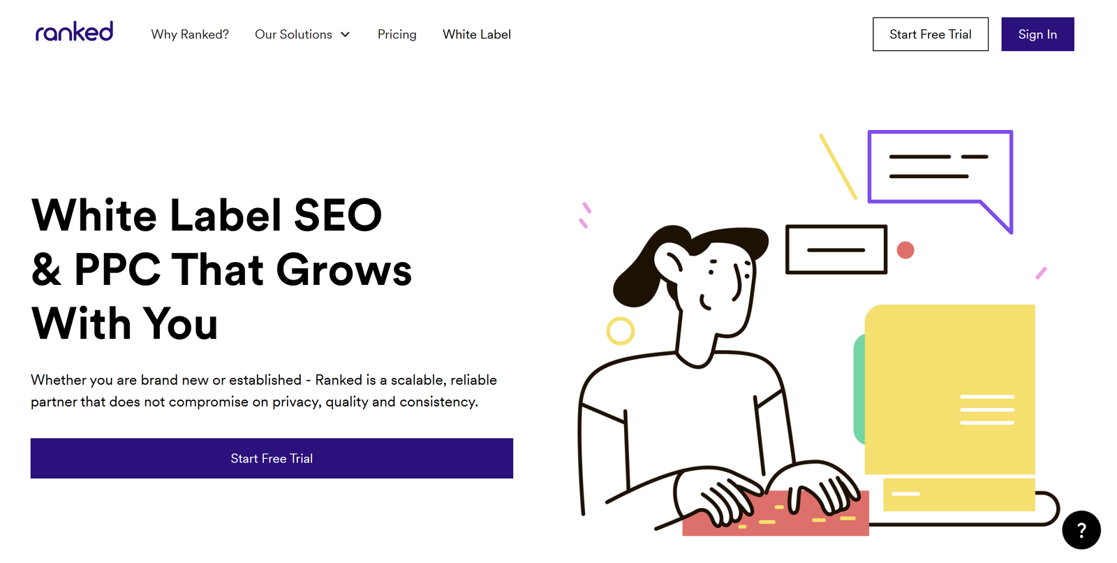 "Ranked.ai dashboard interface showing customizable white-label SEO analytics and AI-powered campaign management