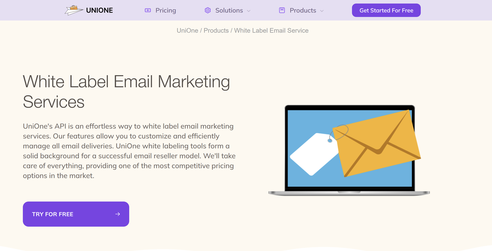 UniOne dashboard displaying real-time email analytics and white-label branding options.