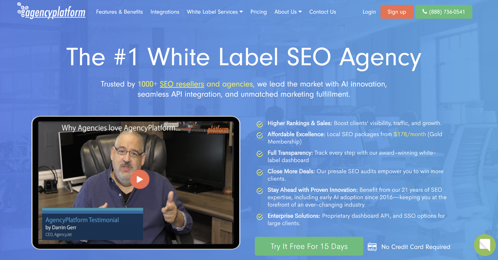 AI-powered digital marketing platform offering white-label SEO audits, lead tracking, and automated reporting for agencies.