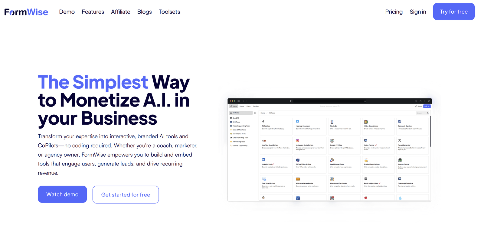AI-powered white-label platform with drag-and-drop builder, CRM integrations, and branded client dashboards for SaaS businesses.