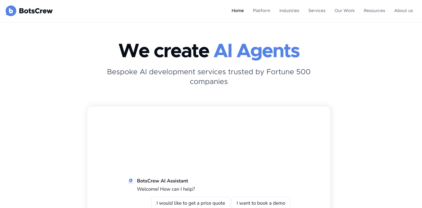 AI-powered chatbot platform with white-label branding, CRM integration, and multilingual support for global enterprises.