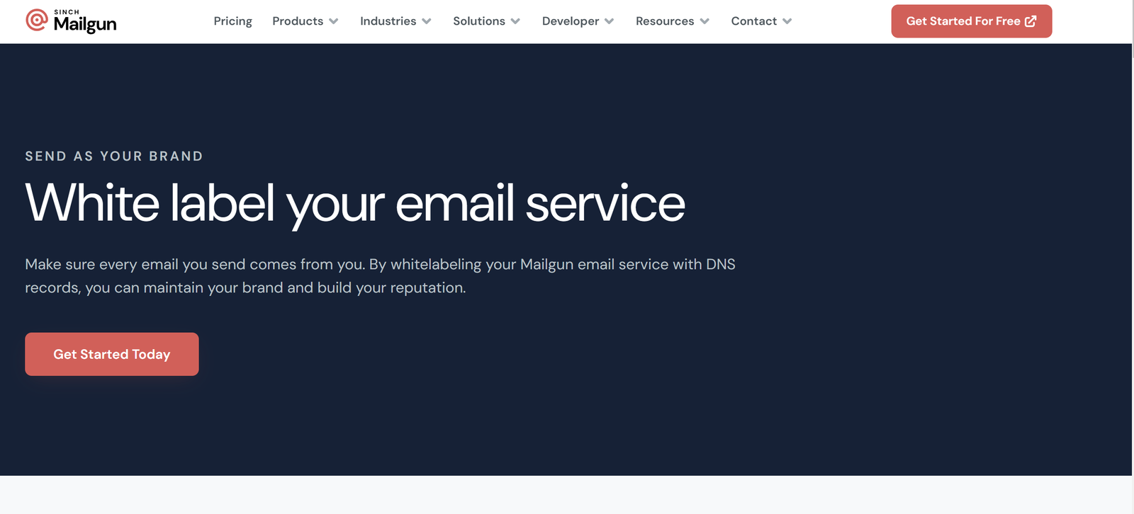 Mailgun’s dashboard showcasing real-time email analytics and white-label configuration tools for agencies